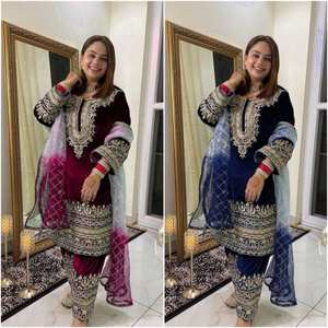 Designer Heavy Viscose Indian and Pakistani Party Wear Nueva colección Totalmente cosido Top-Dupatta Bottom Set - Product Image 5