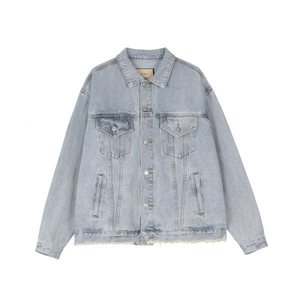 Vestes en jean pour hommes Tissus denim effilochés avec poches lavées vintage personnalisées - Product Image 1