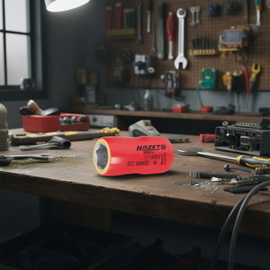 Hazet 6-Point Short Hexagonal Metric Square 3/8'' <b>Socket</b> with Traction Profile and 1000V Protective Insulation - Product Image 3