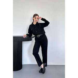 Black Washed Shirt And <b>Trousers</b> Set - Black - Product Image 2