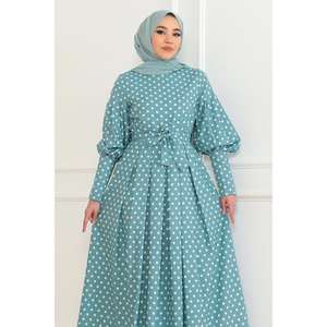 Vestido casual de lunares color menta con cinturón UK 6129 - Product Image 2