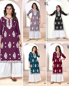 Anarkali Largo para Mujer, Estilo Casual Elegante, con Bordado y Estampado Digital en Rayón de Alta Calidad, Diseño Indio/Pakistaní - Product Image 6