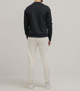 Sweat-shirt à col rond en polaire élégant pour hommes, chaud et confortable pour tous les jours et pour streetwear, teint uni pour l'hiver. - Product Image 2