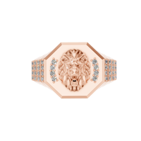 Bague tête de lion en or 14 carats avec diamant de laboratoire VS1-F serti à griffes, personnalisée, hip-hop, glacée, bijoux fins, bague de luxe, bague statement pour homme, IGI