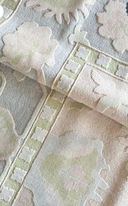 High Quality <b>Hand</b>-Knotted Cotton Rug | Oriental Style Low Pile | Green Muted Geometric Pattern | Non-Slip | 7mm Thickness | - Product Image 4