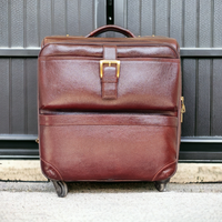 Valise de luxe en cuir véritable marron avec poignée réglable, fermeture éclair, taille personnalisable, grande capacité, polyester de haute qualité