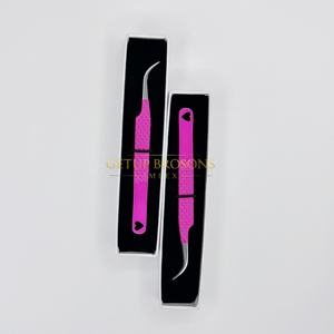 Pestañas GETUP BROSONS IMPEX de Acero Inoxidable con Recubrimiento en Polvo de Color Rosa Intenso, Punta de Fibra, Diseño de Corazón Recortado, Doradas y Antiestáticas - Product Image 4