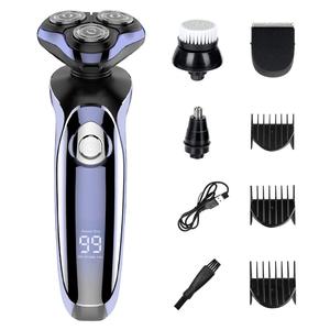 Afeitadora Eléctrica Rotativa para Hombre, Set con Recortador de Vello Nasal y Barba, Uso en Seco y Húmedo, Triple Cuchilla, Carga USB - Product Image 6