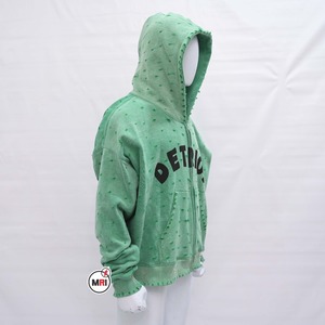 Sudadera con capucha y cremallera personalizada, de algodón 100% de alto gramaje, para invierno, oversize, con lavado ácido y efecto desgastado, estampada, unisex, tallas grandes, corte holgado y hombros caídos - Product Image 3