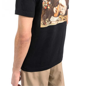 เสื้อยืดผ้าฝ้าย100% สำหรับผู้ชายทรงโอเวอร์ไซส์เข้ารูปเทคนิคการพิมพ์ซิลค์สกรีนลายตามสั่งสีทึบ - Product Image 4