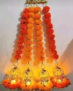 Marigold Flowers Garlands With Cages For Wedding Decor Backdrops Party Decoration Home Decor