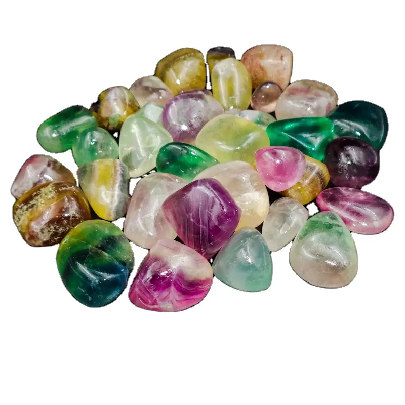 Multi cor fluorite polido camadas atacado lote em massa pedra preciosa solta cura cristal quartzo sete chakra pedra reiki