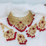 Bridal Indian Pakistani Stainless Steel Classic <b>Necklace</b> <b>Set</b> with <b>Silver</b> Plated Finish <b>and</b> Detailed Craftsmanship Tikka - Product Image 3