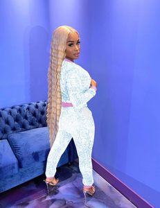 Costumes de jogging pour femmes 2 pièces tenues velours Sequin à manches longues veste à glissière pantalon de survêtement ensemble de survêtement - Product Image 3