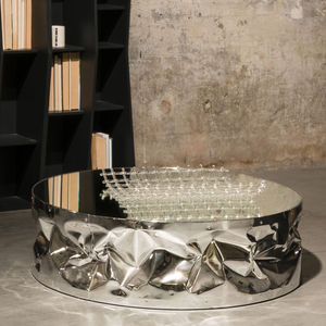 Mesa brillante con diamantes de imitación para restaurante, muebles de Metal y vidrio de Color plateado para hogar, Hotel, mesa redonda - Product Image 4