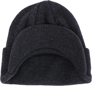 Gorro de invierno gris para hombre con ala, gorro cálido de doble punto, gorro transpirable, precio barato, personalización de tarifa al por mayor - Product Image 3