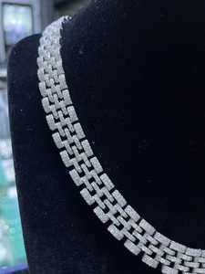 Iced Out Cuban Link VVS Moissanite Diamond <b>Necklace</b> 925 Sterling Silver Rhodium Plated Hip Hop Luxury <b>Statement</b> <b>Necklace</b> - Product Image 4