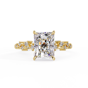 Anillos de Compromiso de Oro Amarillo de 14K con Diamante Radiante Cultivado en Laboratorio con Halo Oculto, Certificado IGI, Joyería Personalizada al por Mayor - Product Image 4