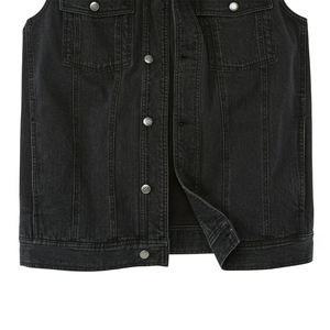 Streetwear Men's Sleeveless <b>Denim</b> <b>Vest</b> Black Color for Free Horn Button Slim Fit Turn Down Collar Casual Breathable Winter - Product Image 3