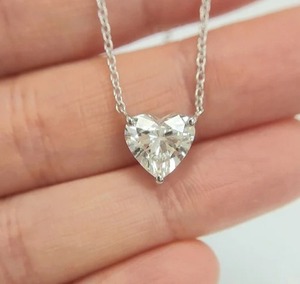 Belle D E F Couleur VVS Clarté Coeur Forme Lab Grown Diamant Pendentif Beau Pendentif En Argent Sterling Cadeau De Mariage Pour Elle - Product Image 2