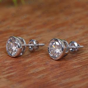 925 <b>Sterling</b> <b>Silver</b> Women's Simple Round Solitaire Diamond Earrings Single <b>Stud</b> Moissanite Pendant Pair Small Size - Product Image 5
