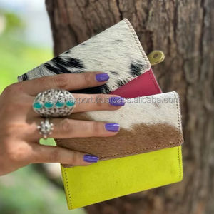 กระเป๋าสตางค์ใบเล็กพับสามทบทำจากหนังรีไซเคิลทำมือสำหรับผู้หญิงกระเป๋าใส่บัตรเครดิตหนังวัวดีไซน์หรู - Product Image 3
