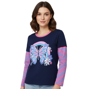 Camiseta estampada para mujer, diseño vibrante, textura suave, estilo moderno, informal, elegante, gráfico brillante, top cómodo - Product Image 1