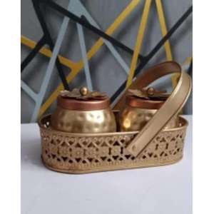 Caja de frutas secas de metal vintage con cesta, con un diseño decorativo pero práctico perfecto para mantener las frutas secas organizadas. - Product Image 5