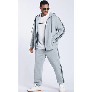 Por encargo de los hombres de alta calidad transpirable invierno Casual chándal de algodón de lana ropa deportiva impresa cremallera Sudadera con capucha pantalones de chándal - Product Image 1