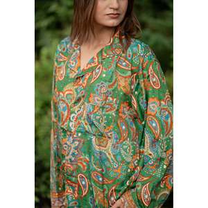 <b>Silk</b> Blend Women's Pyjama Set Silky Soft Cozy Breathable Nightwear Unique Paisley Pattern Pockets ODM Woven for Bridesmaids - Product Image 1