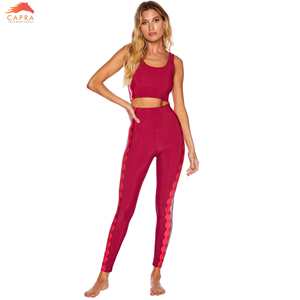 Vêtements pour femmes 2025 Meilleur design Poids léger Col rond Impression personnalisée Ensemble de yoga pour femmes de haute qualité - Product Image 2