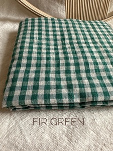 Venta al por mayor 100% tela de lino orgánico cuadros verdes naturales 115 ''/292cm tejido de ancho extra para el hogar textil industrial niños niñas - Product Image 4