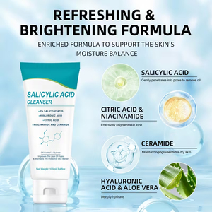 Nettoyant Visage OEM Marque Privée à 2% d'Acide Salicylique – Traitement Anti-Acné, Contrôle du Sébum, Nettoyage en Profondeur des <span class=keywords><strong>Pores</strong></span> pour Peaux Grasses - Product Image 2