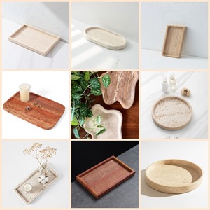 Support de présentation de gâteau de mariage en pierre naturelle rustique, travertin - Product Image 4