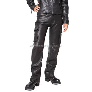 Pantalones de Cuero para Hombre, Estilo Motero, Corte Recto, Cintura Media, Resistentes al Viento, Diseño Ecológico para una Moda Urbana Versátil - Product Image 1
