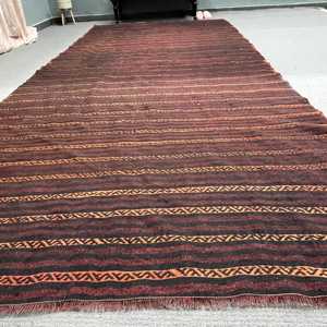 Kilim Rug, 6.1x12.7 ft Vintage Rug, <b>Brown</b> Plants & trees Rug <b>Wool</b> - Product Image 2