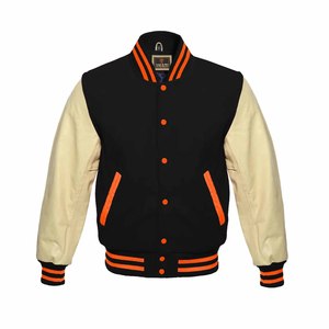 Ropa de collage para hombre con nombre y logotipo, chaqueta universitaria con letras, productos textiles personalizados, chaqueta universitaria de manga de cuero y cuerpo de lana - Product Image 2