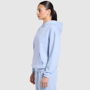Sweat à capuche polaire chaud et doux de qualité supérieure pour femmes pull d'hiver décontracté sweat poche kangourou imprimé Aqua pâle OEM - Product Image 3