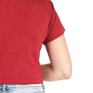 Nouveau design, haut court en coton pour femmes, t-shirt, impression personnalisée, haut court personnalisé pour femmes - Product Image 5