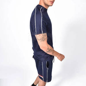 100% algodón hombres Slim Fit camiseta y conjunto corto Camiseta de manga corta y pantalones cortos conjunto para venta en línea - Product Image 6