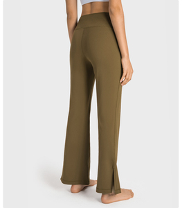 Últimos pantalones acampanados elásticos de tiro alto para mujer 100% algodón polar transpirable secado rápido XL tamaño elástico logotipo personalizado pantalones acampanados - Product Image 3