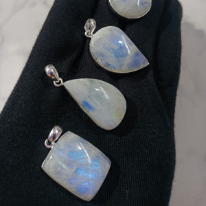 แหวนพลอยมูนสโตนธรรมชาติสำหรับ925สเตอร์ลิงแหวนวินเทจสีรุ้งประดับอัญมณี - Product Image 1