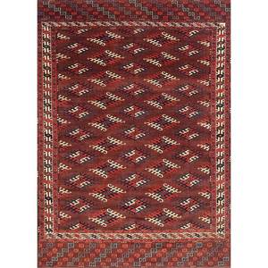 Alfombras de Lana Anudadas a Mano Kiaan de Gran Tamaño, Rectangulares de 9x12, con Patrón Geométrico Abstracto para Entrada, Pasillo, Modelo Paem-792, Rojo Naranja - Product Image 1