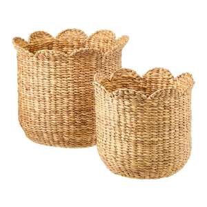 Panier en jacinthe d'eau à pétales moyens, panier de rangement naturel fait à la main, vente en gros, écologique, fabriqué par VgreenArt au Vietnam - Product Image 2