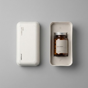 Caja Farmacéutica de Pulpa Moldeada al por Mayor, Logotipo Minimalista en Relieve, Embalaje Biodegradable y Sostenible para Inserto de Botellas - Product Image 1