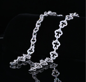 925 Silver VVS Diamond Link <b>Chain</b> Necklace Men's Hip Hop Tennis Style <b>Iced</b> <b>Out</b> Moissanite Jewelry for Weddings - Product Image 1