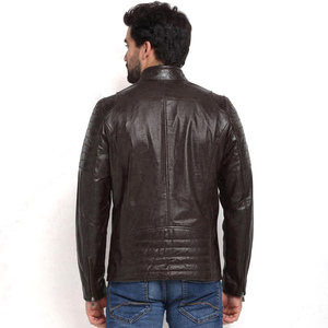 <b>Men's</b> Stand Collar Real Leather Waterproof Reversible Eco-Friendly Casual Winter <b>Jacket</b> with Unique Color - Product Image 3