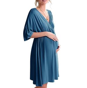 Robe de maternité en mousseline de soie de haute qualité, coupe ample, manches amples, col en V, respirante, unie, pour femmes enceintes et allaitantes, best-seller - Product Image 3