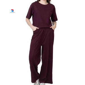 Ropa deportiva, camisetas, chándal para mujer, camiseta de gran tamaño con hombros caídos, conjunto de pantalones, ropa de calle, camiseta, trajes de chándal - Product Image 1
