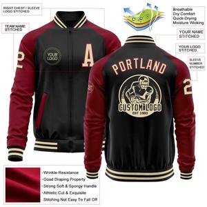 Custom <b>Black</b> Crimson Bomber Varsity Letterman Two Tone Zipper Jacket <b>Windbreaker</b> Streetwear Vintage Men's Varsity Jacket - Product Image 2